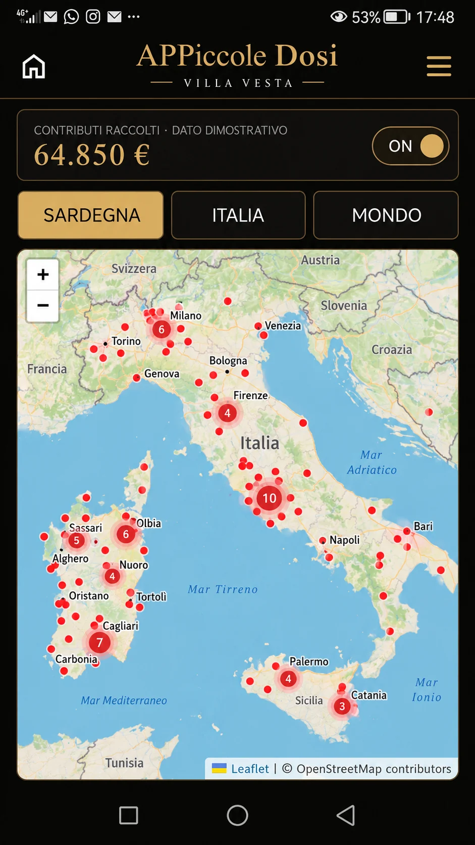 Simulazione dimostrativa della diffusione di un progetto in Italia