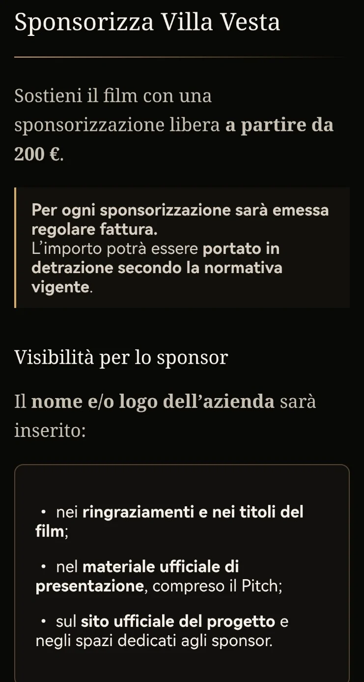 Schermata sponsorizzazioni nell'app APPiccole Dosi